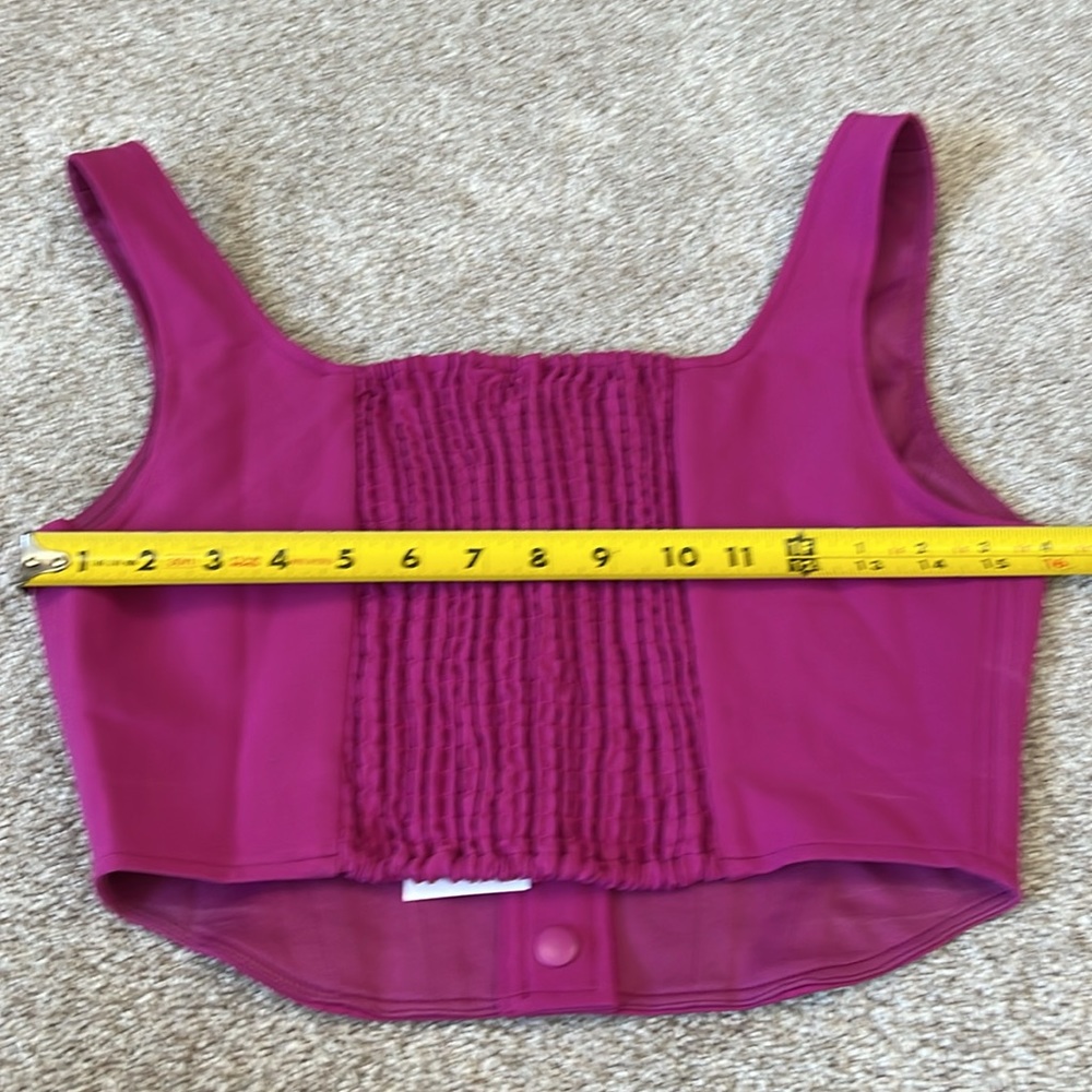WAYF Cora Tailored Sleeveless Pink Square Neck Snap-Front Crop Top Sz S - Picture 8 of 9